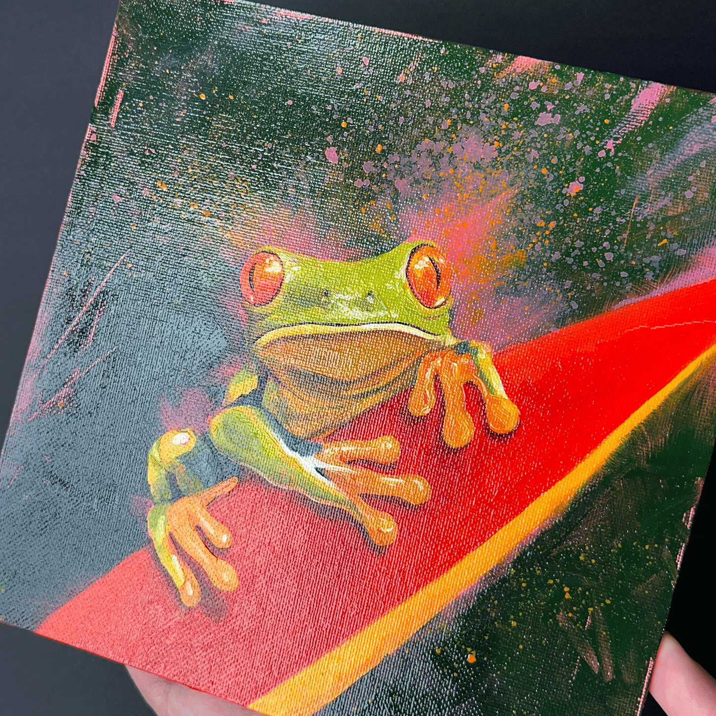 8x8 frog wildlife oil painting by hwstroupart