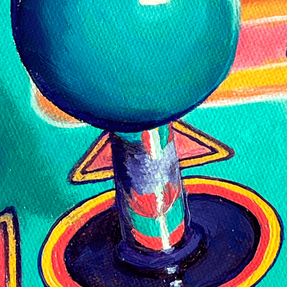 Arcade Joy Original Oil Painting 6"x6" | Colorful Nostalgic Realism Art