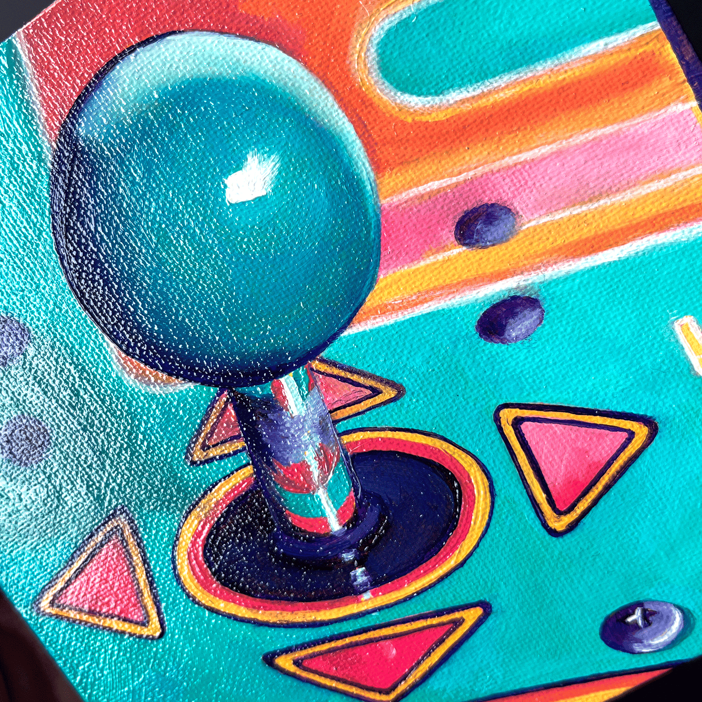 Arcade Joy Original Oil Painting 6"x6" | Colorful Nostalgic Realism Art
