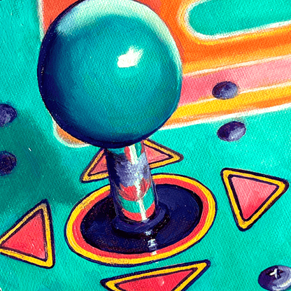 Arcade Joy Original Oil Painting 6"x6" | Colorful Nostalgic Realism Art