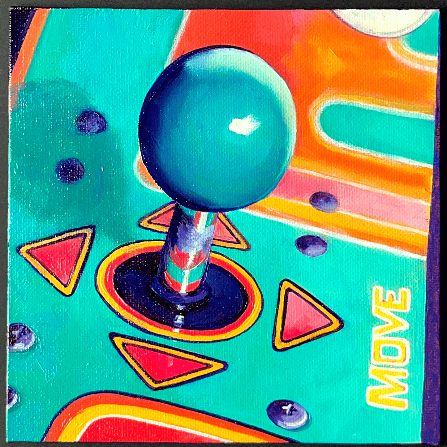 Arcade Joy Original Oil Painting 6"x6" | Colorful Nostalgic Realism Art
