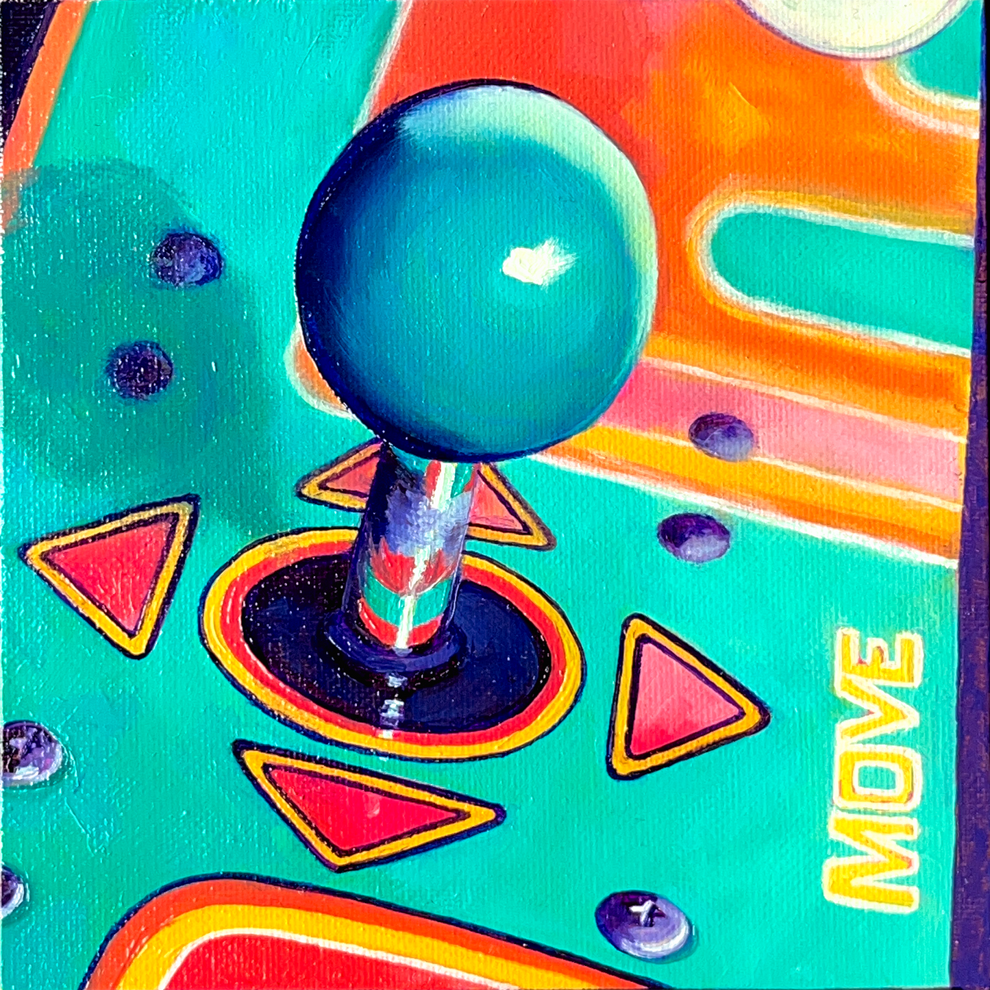Arcade Joy Original Oil Painting 6"x6" | Colorful Nostalgic Realism Art