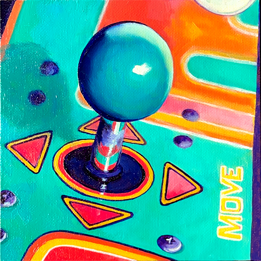 Arcade Joy Original Oil Painting 6"x6" | Colorful Nostalgic Realism Art
