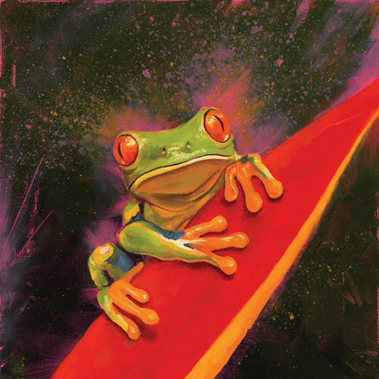 tree frog original oil painting colorful wildlife art