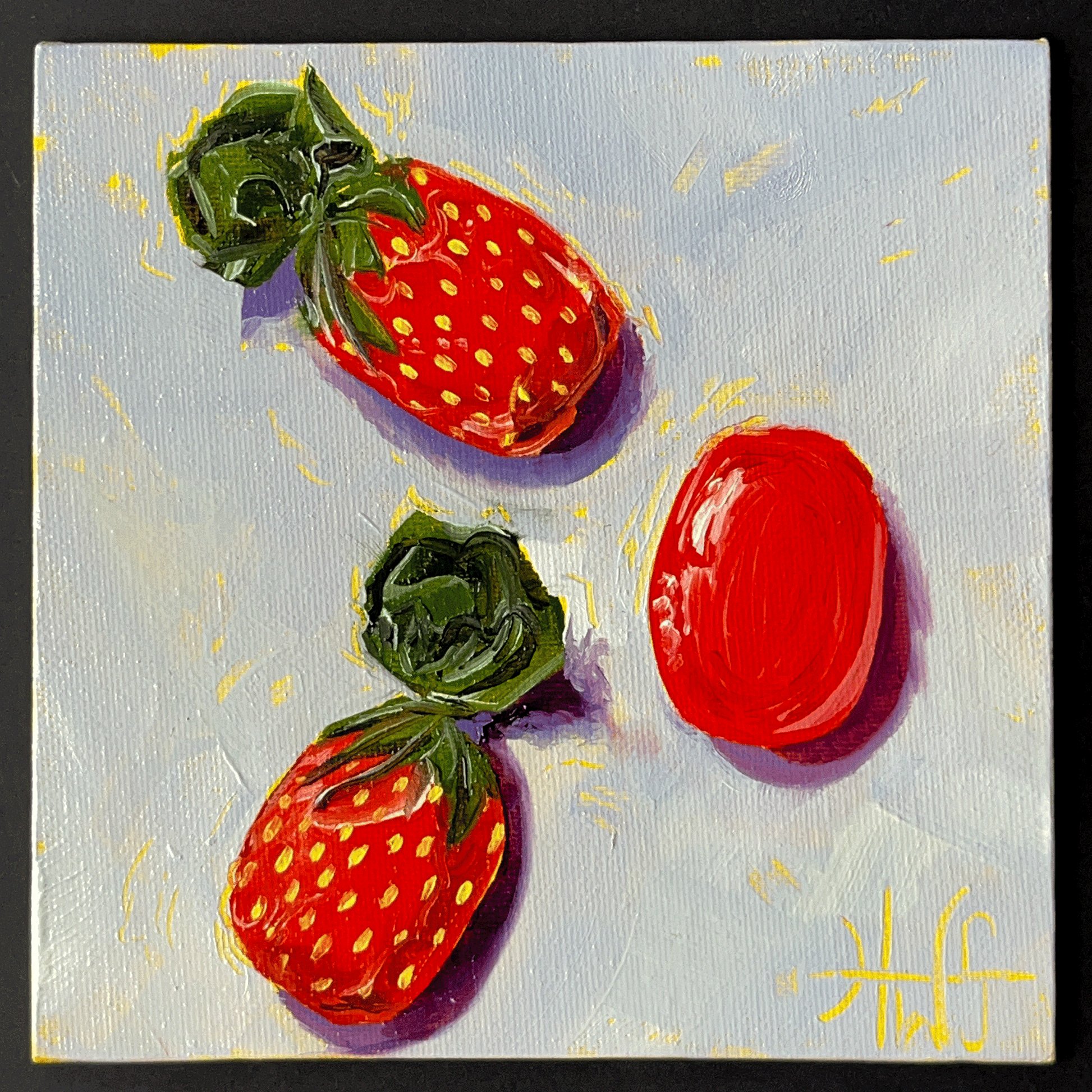 strawberry candies original oil painting colorful candy still life