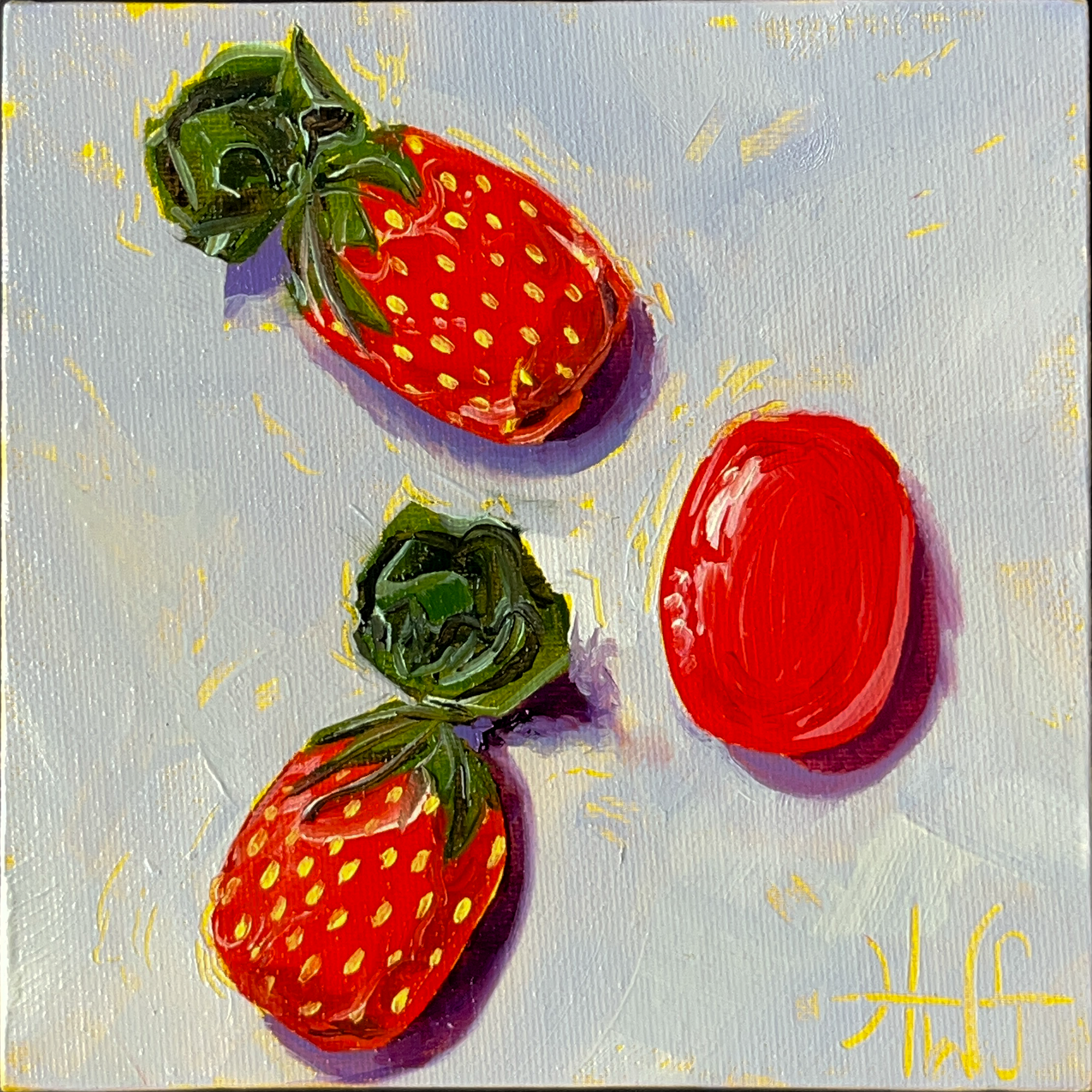 strawberry candies original oil painting colorful candy still life